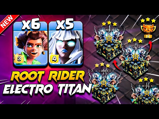 Best Th17 Attack Strategy With (ROOT RIDER + ELECTRO TITAN) | TH17 Root Rider & Electro Titan Attack