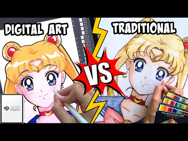 Digital Art Vs Traditional 🐈‍⬛🎀🌙 [Sailor MOON]