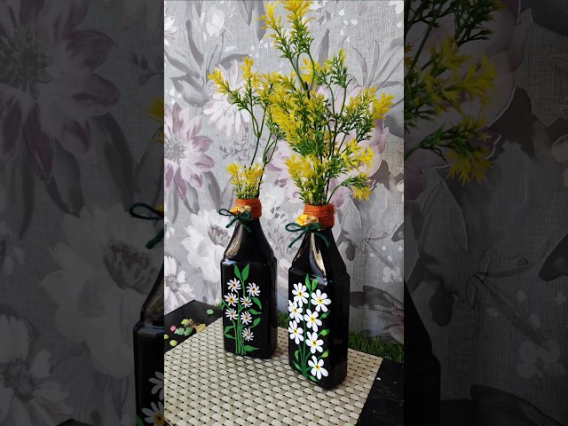 DIY Glass Bottle Painting| Waste Bottle Painting ideas.#diy #craft #painting #ytshorts