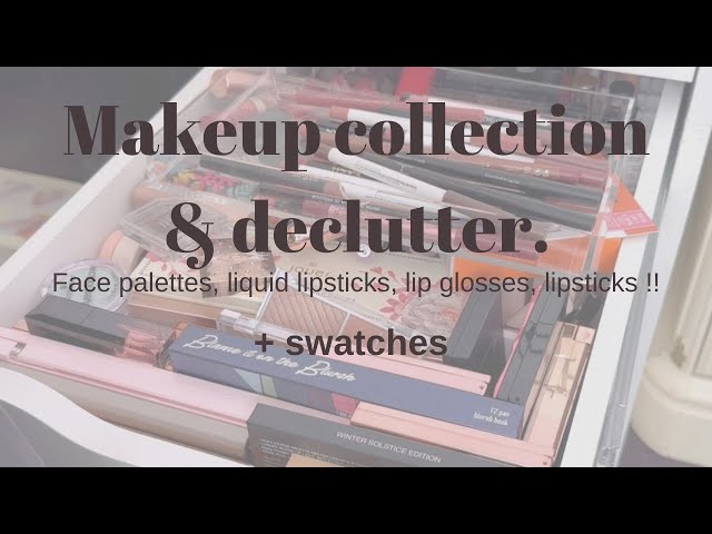 Makeup collection & declutter // part 3: face palettes, and 200+ lip products AND swatches!!