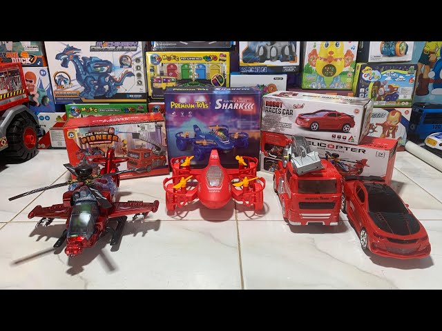 Robot toys for kids, unboxing helicopter combat robot toys, fire car robots, robots, cars, racing