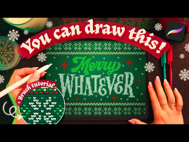 Ugly Christmas Sweater Tutorial for Procreate | FREE Brushes 🎄