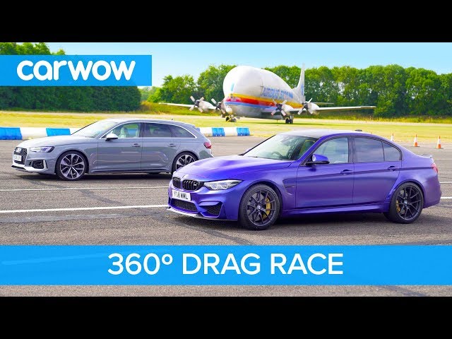 BMW M3 CS vs Audi RS4 DRAG RACE in 360 degree view - rotate your phone to look around!