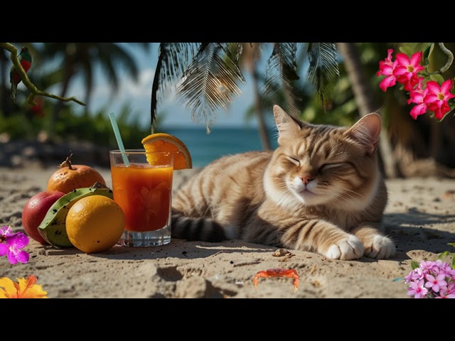 Tropical Escape: Sea wave, cat purr, tropical bird sounds, three little bird song #asmr #background