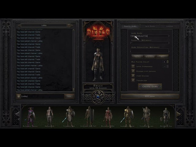 Diablo players 8 fast create/switch