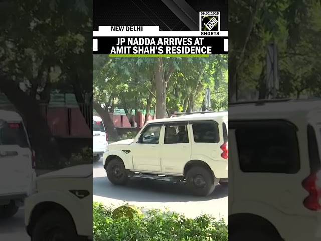 New Delhi: Union Minister JP Nadda arrives at Amit Shah's residence in Delhi