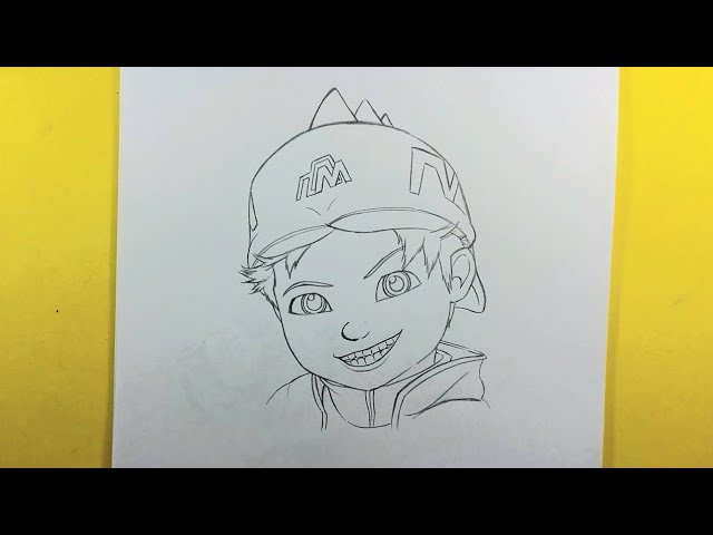 TUTORIAL lukis Boboiboy Gentar guna pensil