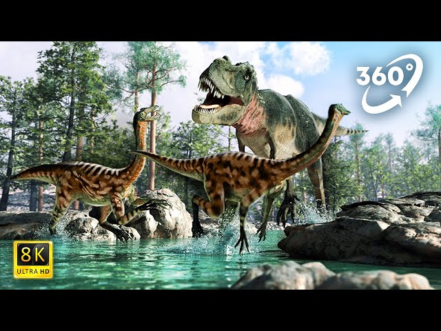 VR 360 | Close up watch Dinosaur life in Jurassic Jungle ( Virtual Reality Video )