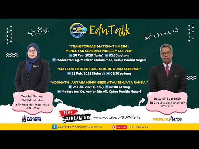 EduTalk  - “Matematik KSSR : Dari DSKP Ke Dunia Sebenar”