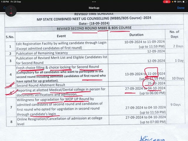 MP DME MBBS/BDS 2nd Round Counselling Latest Update