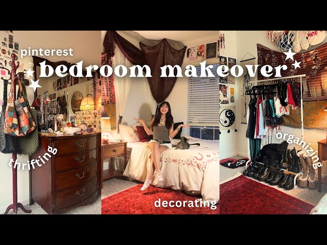 AESTHETIC ROOM MAKEOVER!! thrifting furniture, decorating, & organizing (pinterest-inspired)