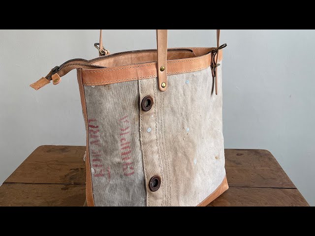 No.601 Limited Edition 3 (of 5) Zipper Tote From Antique Upcycled Canvas