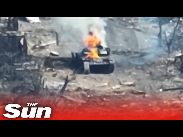 Ukrainian troops blow up Russian tanks one-by-one in Donbas