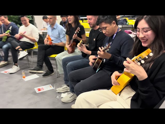 Musical team building activity with ukuleles, hosted by Big Music in Sydney