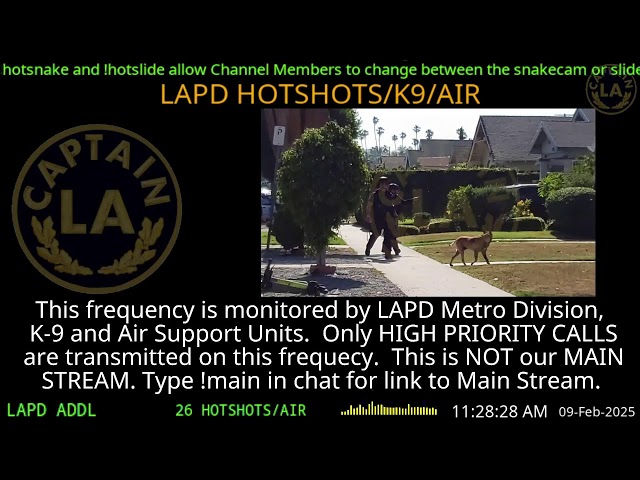 *LIVE* LAPD HOTSHOTS - LA Police Scanner High Priority Calls - LA Captain - 08-Feb-2025