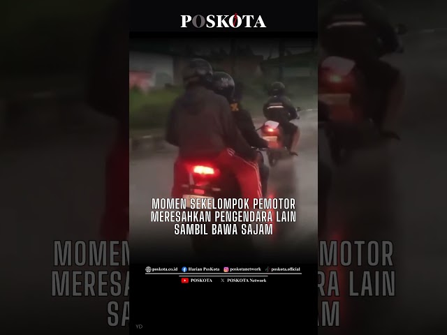 Momen Sekelompok Pemotor Meresahkan Pengendara Lain Sambil Bawa Sajam