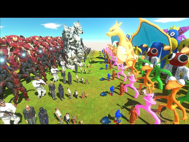 NEW YEAR WAR - RANGED WEAPON TEAM vs RAINBOW TEAM - Animal Revolt Battle Simulator