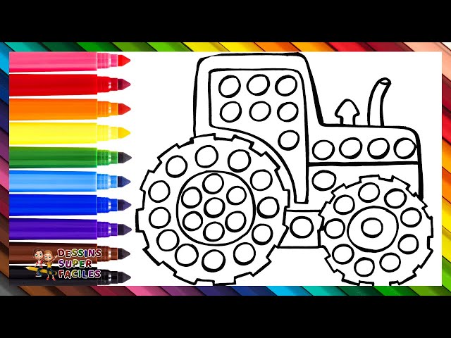 Dessiner et Colorier un Tracteur POP IT 🚜🔴🟠🟡🟢🔵🟣🌈 Dessins pour Enfants