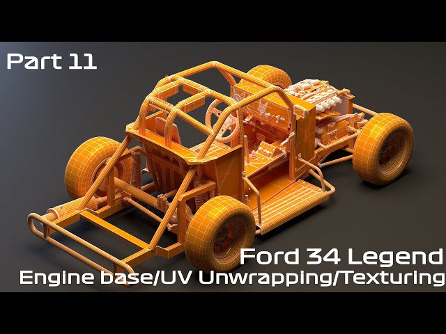 Car 3D Modeling - Engine UV Unwrapping / Substance Painter Texturing | TIMELAPSE | Part 11