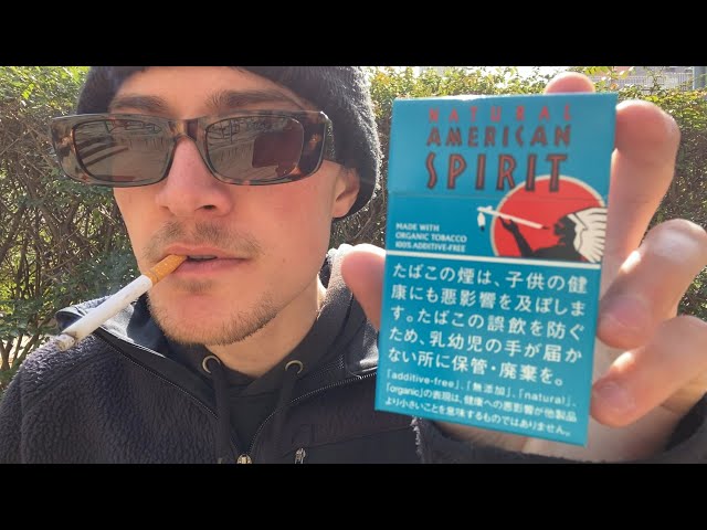 Smoking a Japanese American Spirit Turquoise Cigarette - Review