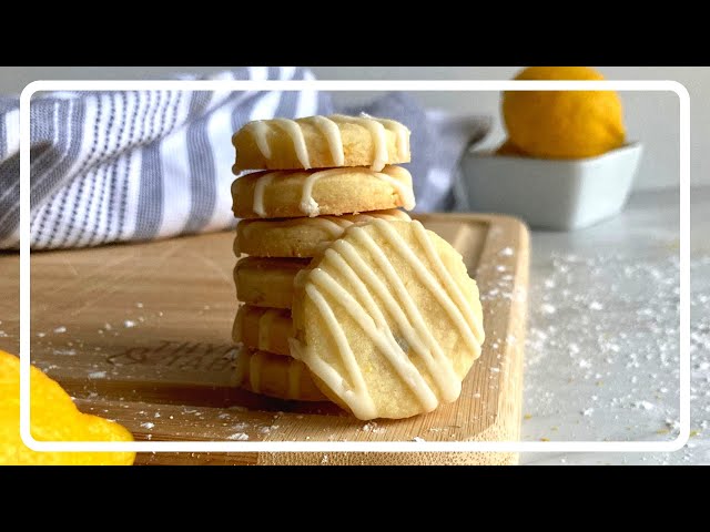 Lemon Lavender Shortbread Cookies with Lemon Glaze Drizzle