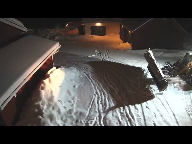 Mid snowfall, first run with the BIG snowplow