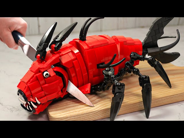 How to BEAT LIFE SIZE LEGO Walking Fish | Lego Cooking Cutting Stop Motion ASMR