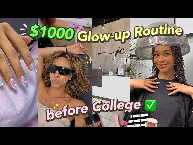 $1000 GLOW UP Before COLLEGE ✨ (nails, hair color, laser treatment, shopping + maintenance vlog)