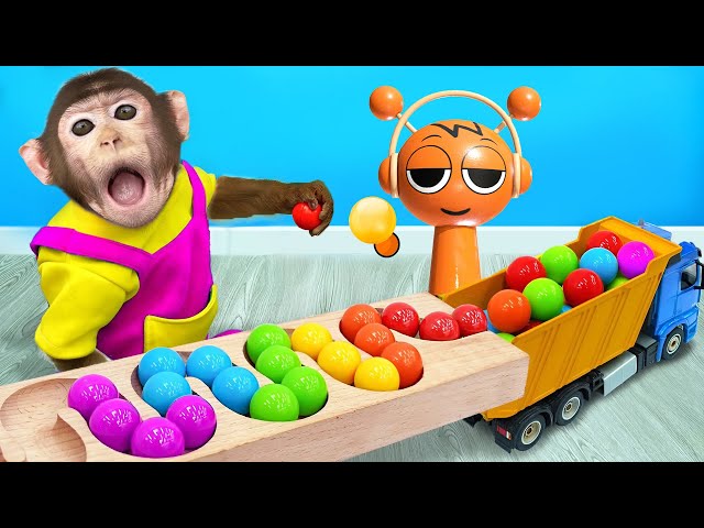 Monkey BeBe Happily Plays with Colorful Balls at Home with INCREDIBOX SPRUNKI | MONKEY BEBE