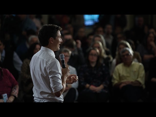 PM Trudeau discusses the prison farms program during a town hall in Kingston, Ontario