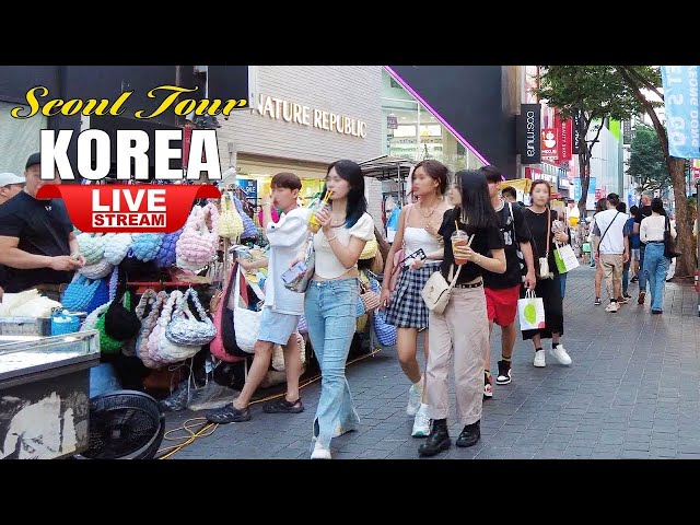 Live Korea Seoul 🇰🇷 Walk Tour Seoul 🤩 Korean Food Street Walking Tour, Seoul Myeongdong Night Street