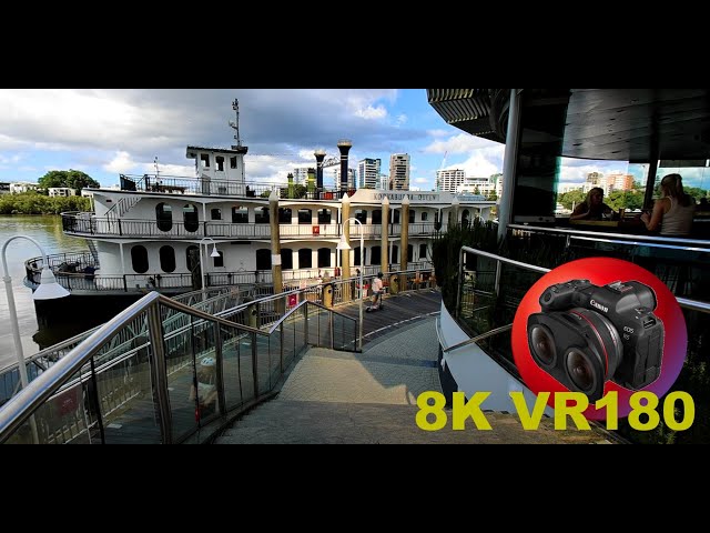 8K VR180 EAGLE STREET PIER 14 world class restaurants/bars Brisbane 3D (Travel Videos/ASMR/Music)