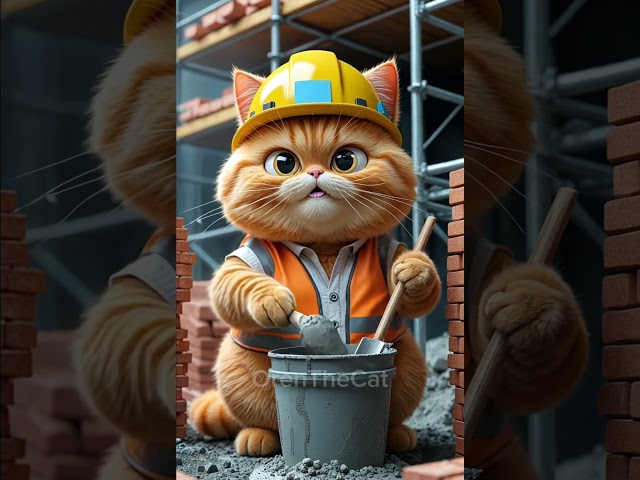 Construction Worker Cat! 🏗️🐱 #OrangeCat #DailyLife #OrenTheCat #kucingoren