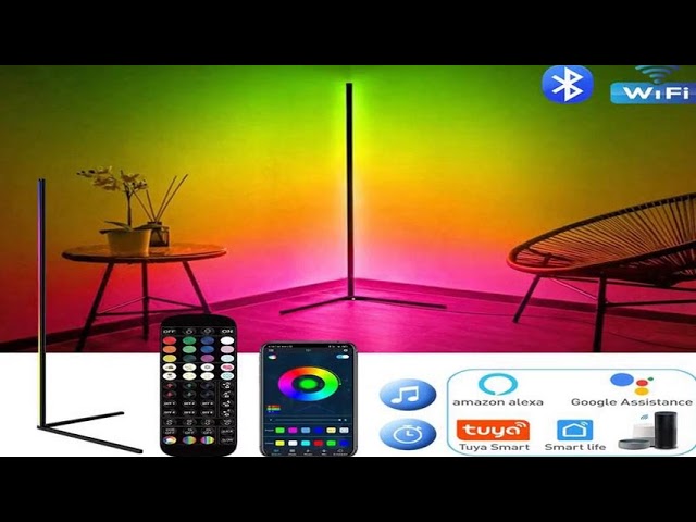 Living Room Dimmable RGB Corner Floor Lamp 140cm Stand Smart APP LED Mood Light for Bedroom Nor