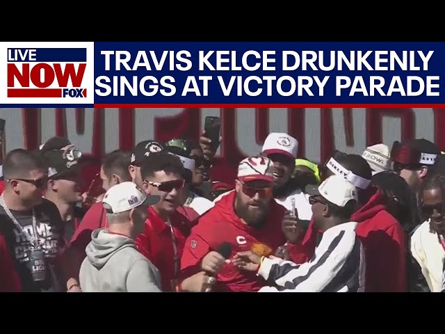 Chiefs Parade: Travis Kelce drunkenly sings 'Friends in Low Places' at Super Bowl parade