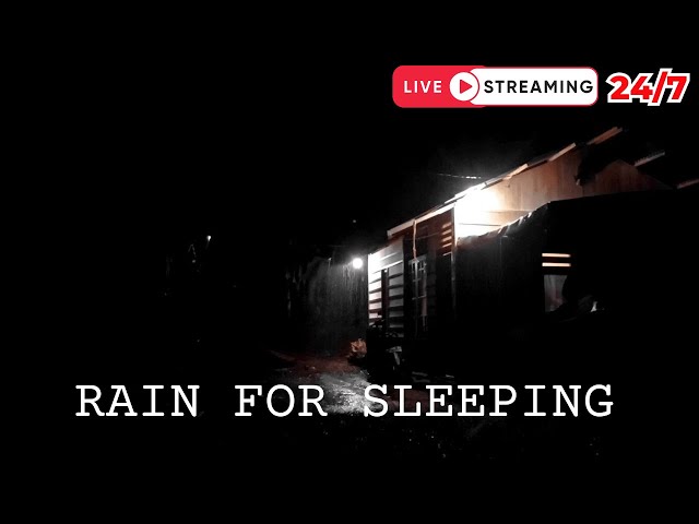 🔴LIVE Rain Sounds for Sleeping with BLACK SCREEN - Sleep FAST with Heavy Rain