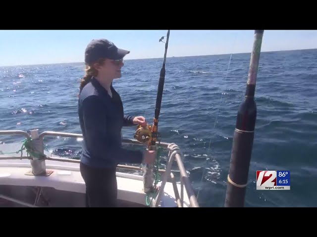 12 on 12: Sharks: Great white shark circles URI research vessel of RI coast