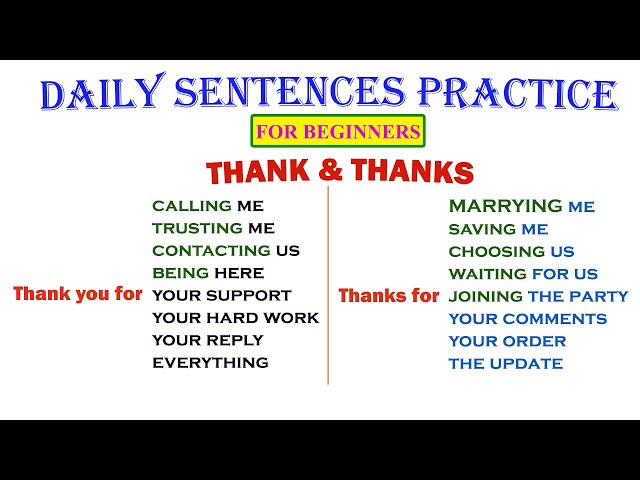 THANK & THANKS | Daily Sentences Practice