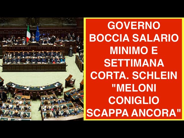 GOVERNO BOCCIA SALARIO MINIMO E SETTIMANA CORTA. SCHLEIN "MELONI CONIGLIO SCAPPA ANCORA"