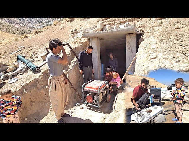 Engineer and His Nomadic Family Preparing the Cave for Winter | Door Installation and Heating Setup