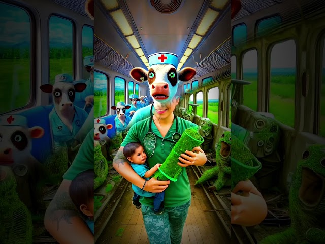 ❤️ Evolution of Baby_ Crying baby in train with  Cow nurse 🥰 #cat #cute #love #shorts