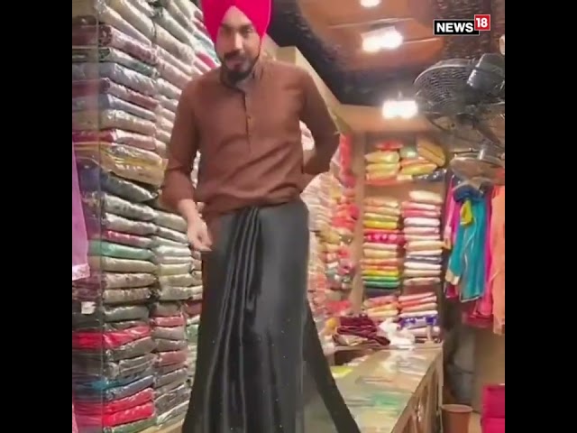 Man's Saree Draping Skills Amaze The Internet Viral #shorts #ViralVideo | News18 Punjab