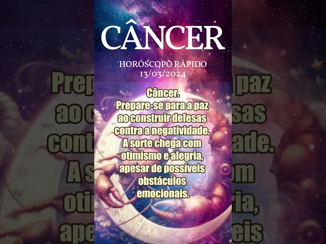 ♋ CÂNCER 🚀, 13-03-2024 - HORÓSCOPO RÁPIDINHO DO DIA DE HOJE - Signos #signos #cancer #zodiac #tarot