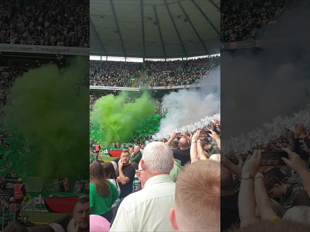 Celtic  fans display at half time tifo/smoke/pyro display, us v them #celtic#celticfans#greenbrigade