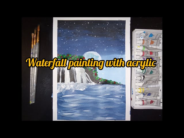 How to Paint a waterfall Scene ❄️ | Easy Winter Landscape Drawing Step By Step | @DRAWINGFUSION2000