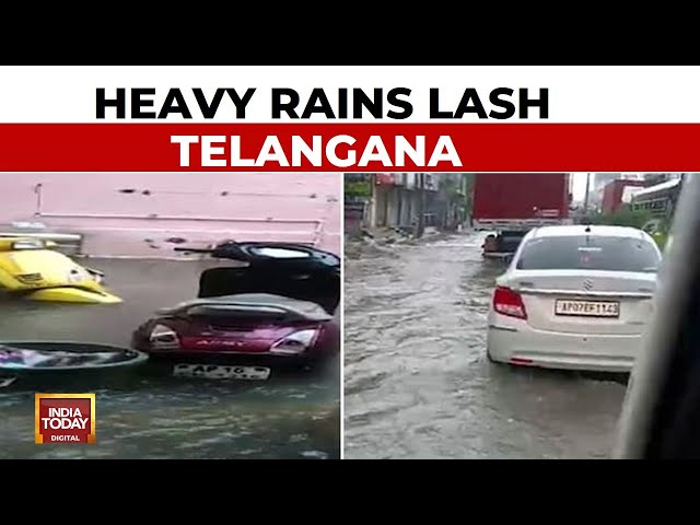 Heavy Rain Submerges Low-Lying Areas In Telangana, Streets Waterlogged | India Today News