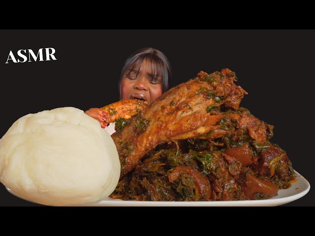 ASMR FUFU & VEGETABLE EFO RIRO SOUP MUKBANG |BBQ turkey wings | No Talking) Soft Eating Sounds