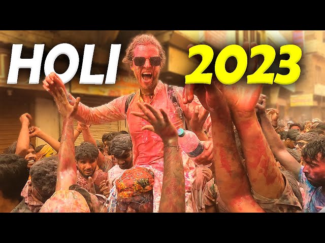 FOREIGNERS CRAZY HOLI In Mathura INDIA 2023  🇮🇳