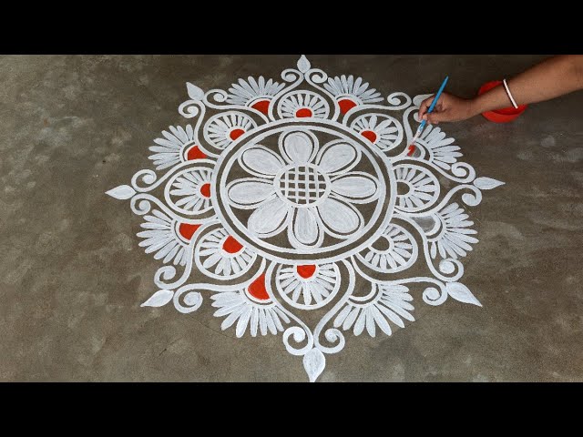 Alpona design for laxmi puja / Very Simple Alpana Design For Laxmi Puja / rangoli