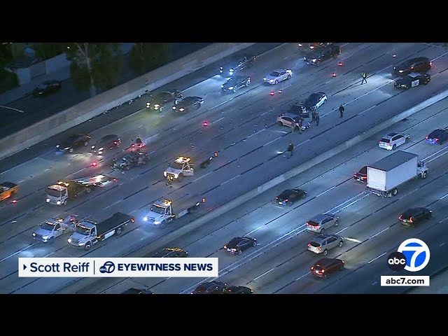 Crash involving several cars shuts down southbound lanes of 110 Fwy